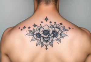 stars flowers eyes tattoo idea