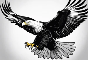 A majestic eagle soaring high in the sky, wings fully spread, capturing the essence of freedom and power tattoo idea