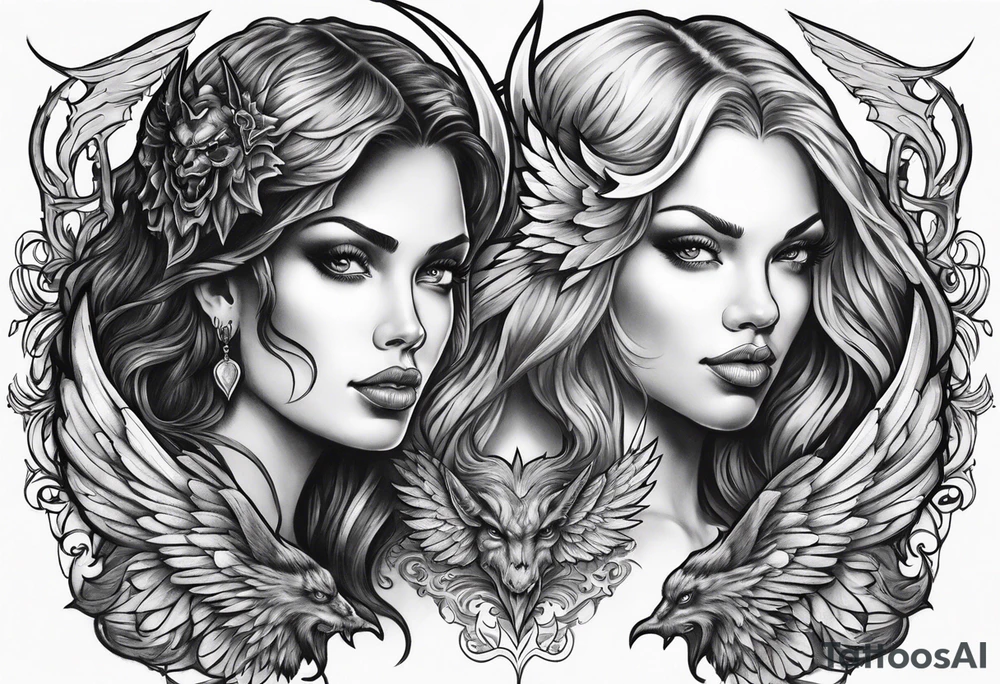 Devil and angel tattoo idea