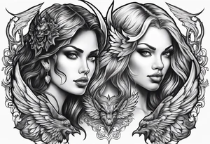 Devil and angel tattoo idea