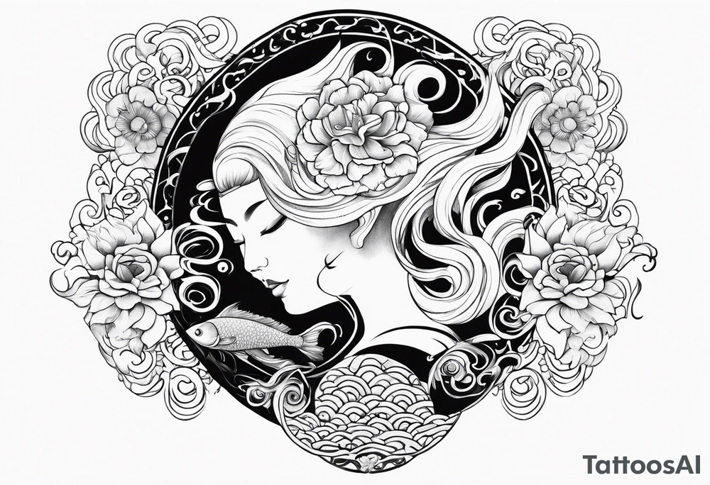 Aquarius and cancer merging together as one tattoo idea