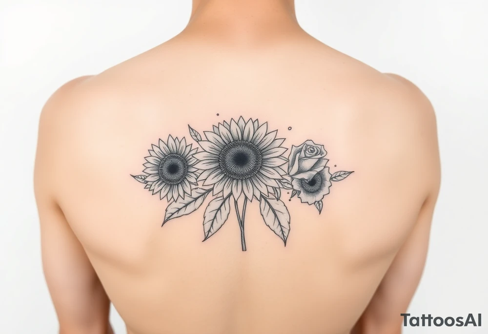 Sunflowers and roses tattoo idea