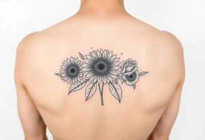 Sunflowers and roses tattoo idea
