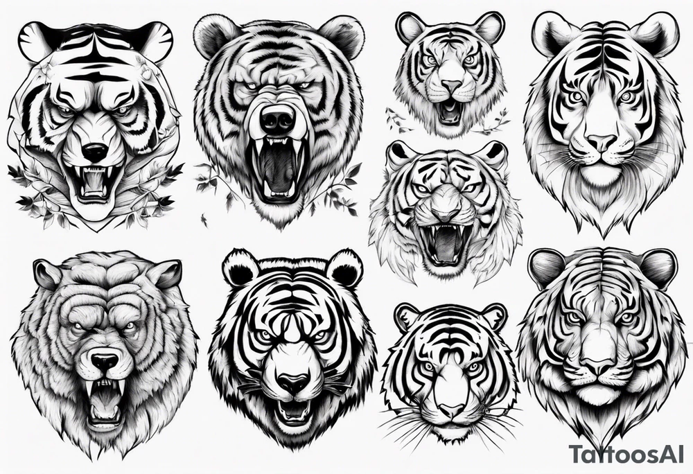 bear vs tiger tattoo idea