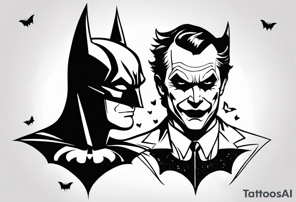 Batman and Joker tattoo with butterflies tattoo idea