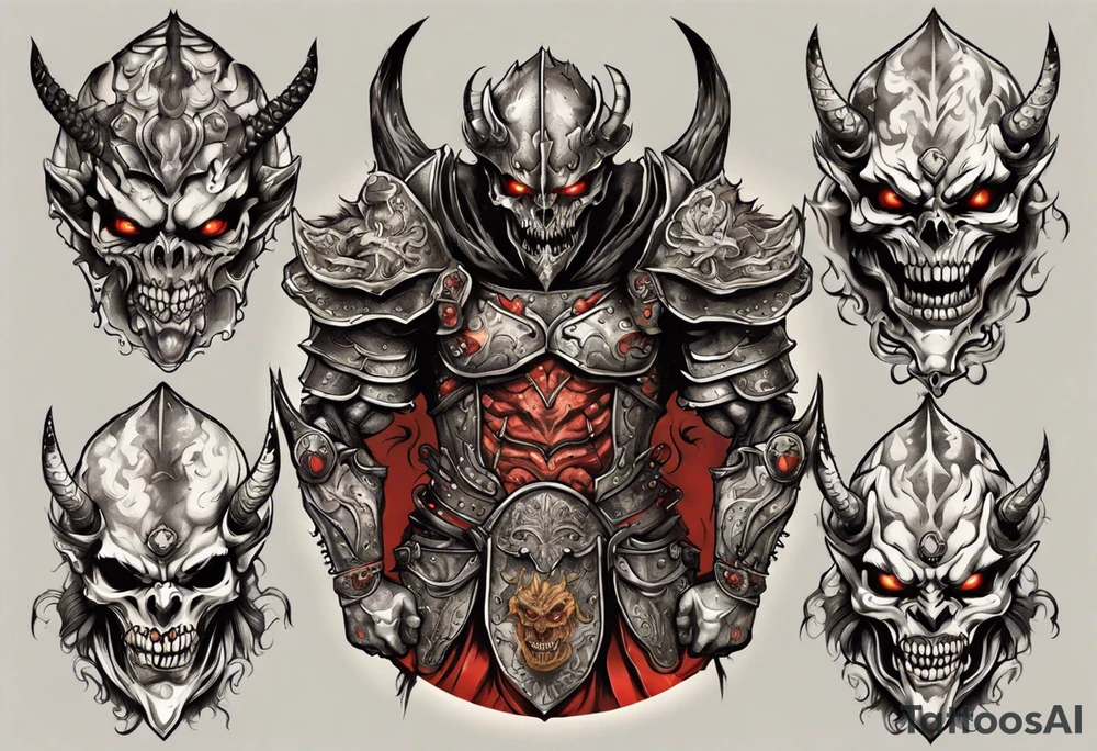 Demon in plate armor tattoo idea