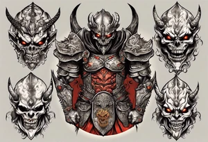 Demon in plate armor tattoo idea