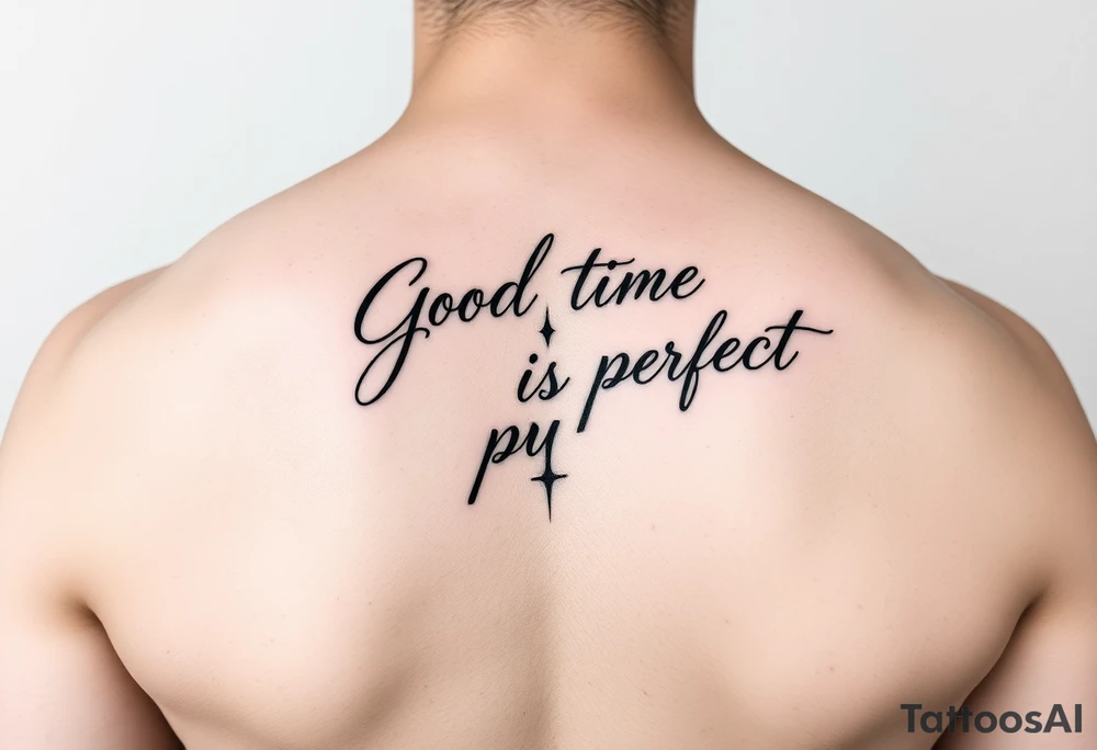 Backbone tatto for men write in a vertical way “God’s time is perfect”

Improve writing ina vertical way tattoo idea