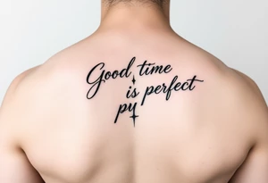 Backbone tatto for men write in a vertical way “God’s time is perfect”

Improve writing ina vertical way tattoo idea