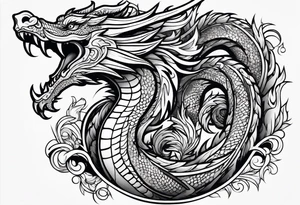 Old school dragon swirling tattoo idea