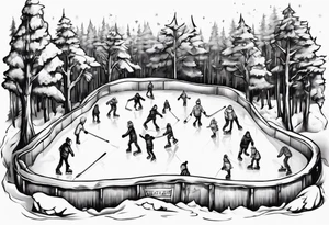 Outdoor ice rink in the woods tattoo idea