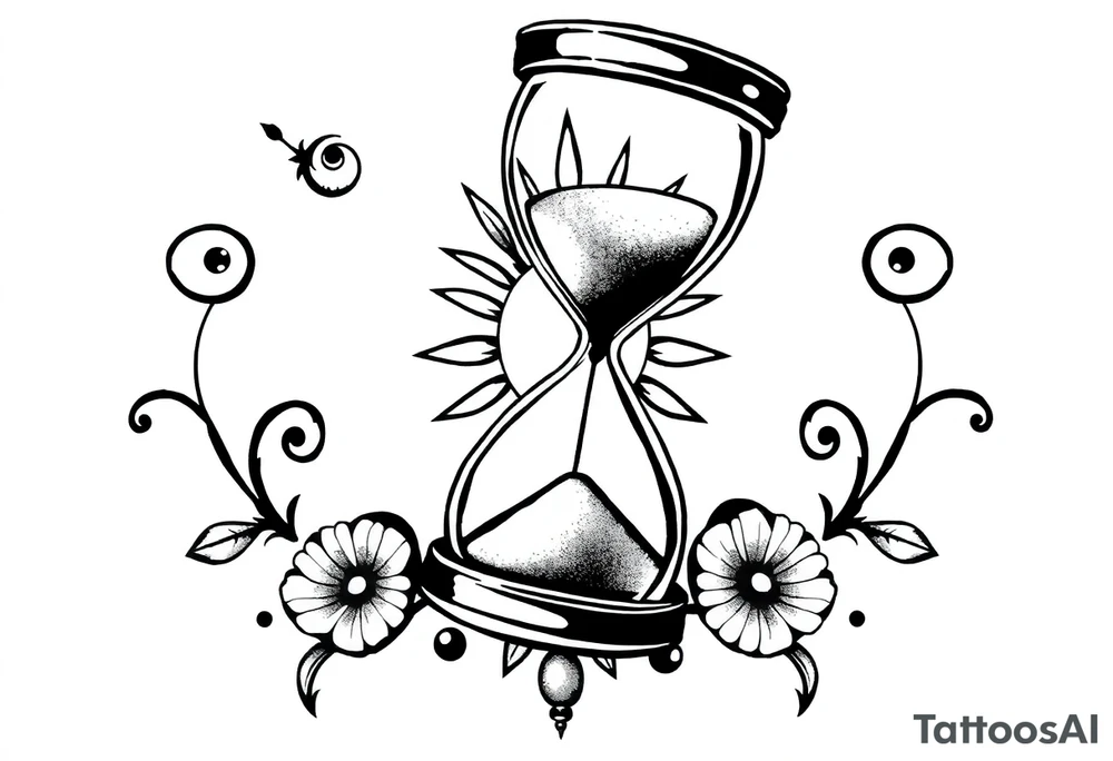 live with what you have and enjoy it to the fullest, hourglass, sun shines down tattoo idea