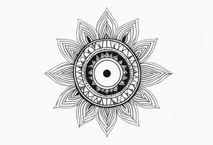 Simplistic sun made of black dots tattoo idea