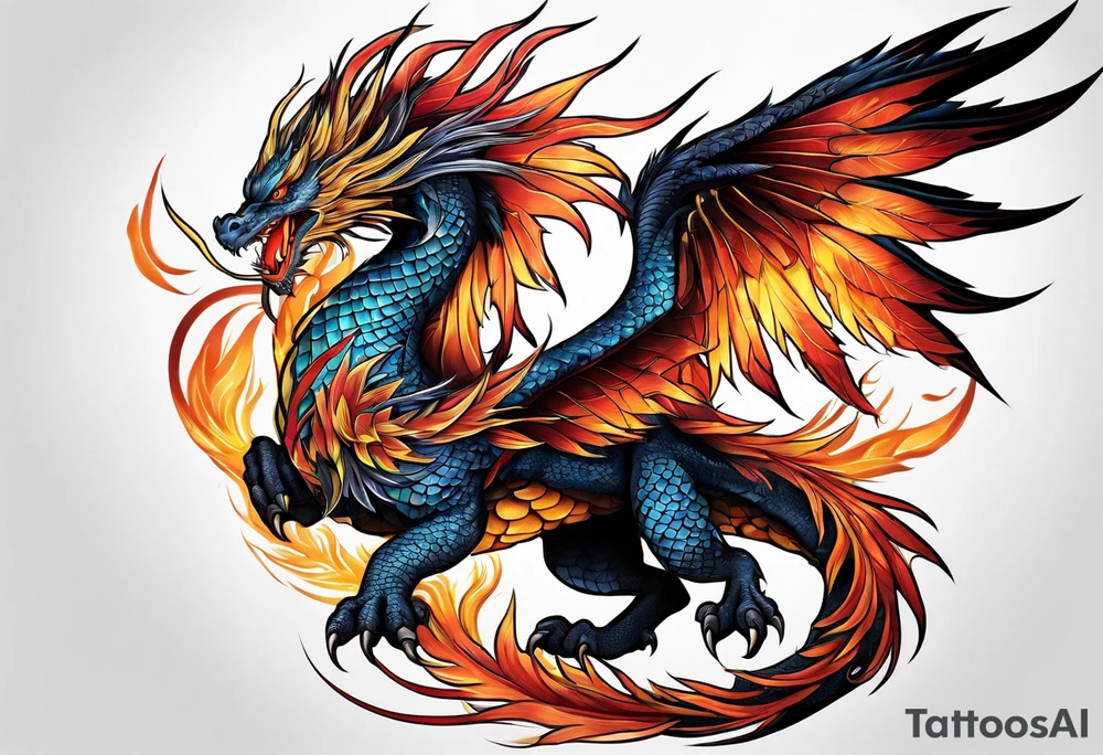 phoenix fighting dragon tattoo idea