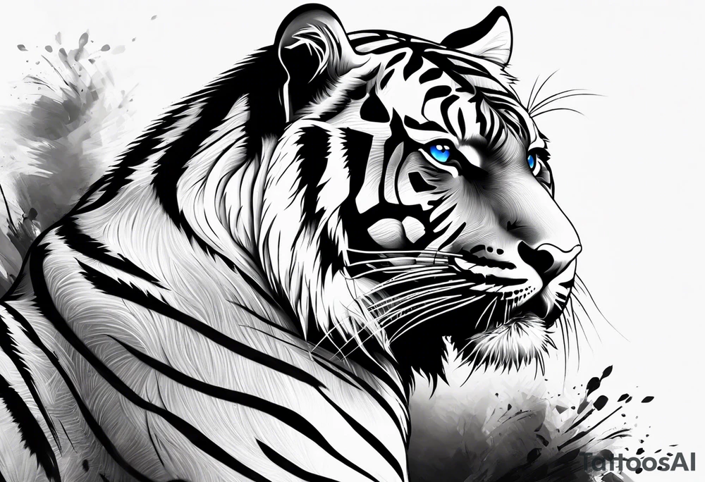 Tiger with blue eyes tattoo idea