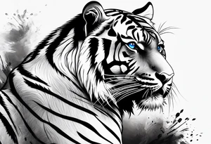 Tiger with blue eyes tattoo idea