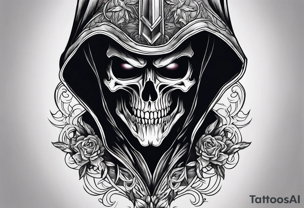 Sexy male grim reaper tattoo idea