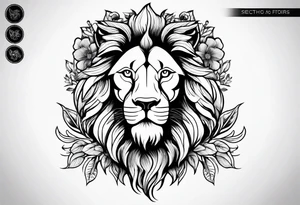 Lion flowers tattoo idea
