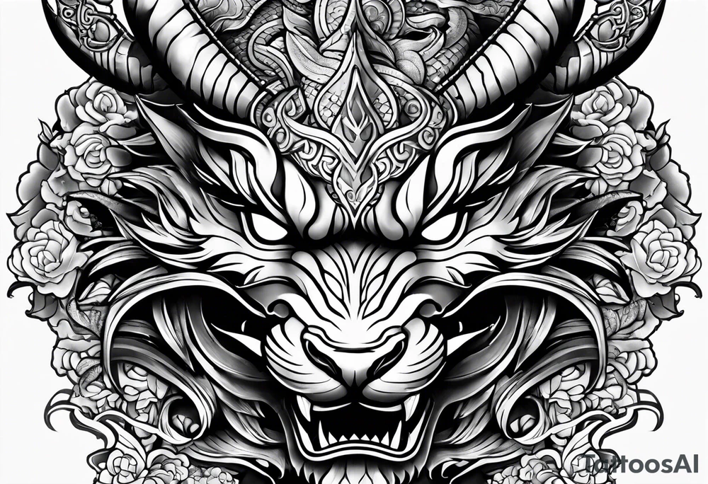 firedragon mask tattoo idea