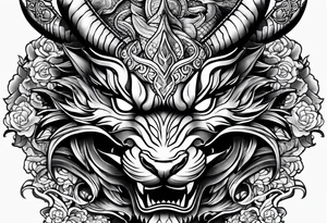 firedragon mask tattoo idea
