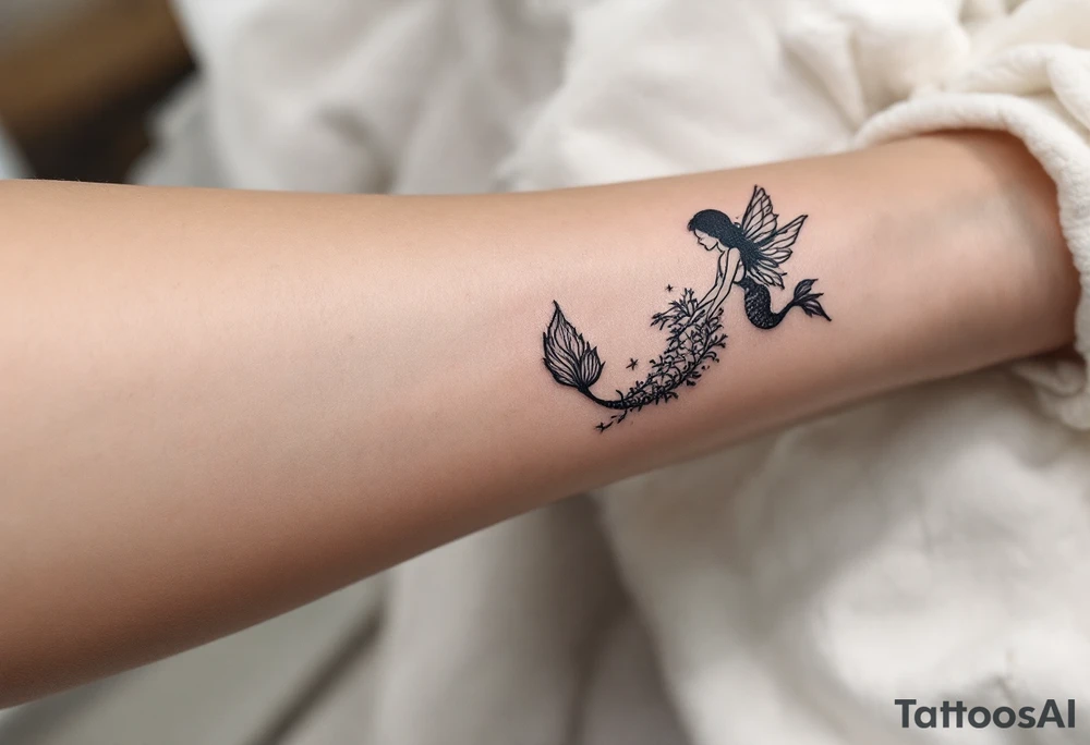 mermaid and fairy small tattoo idea
