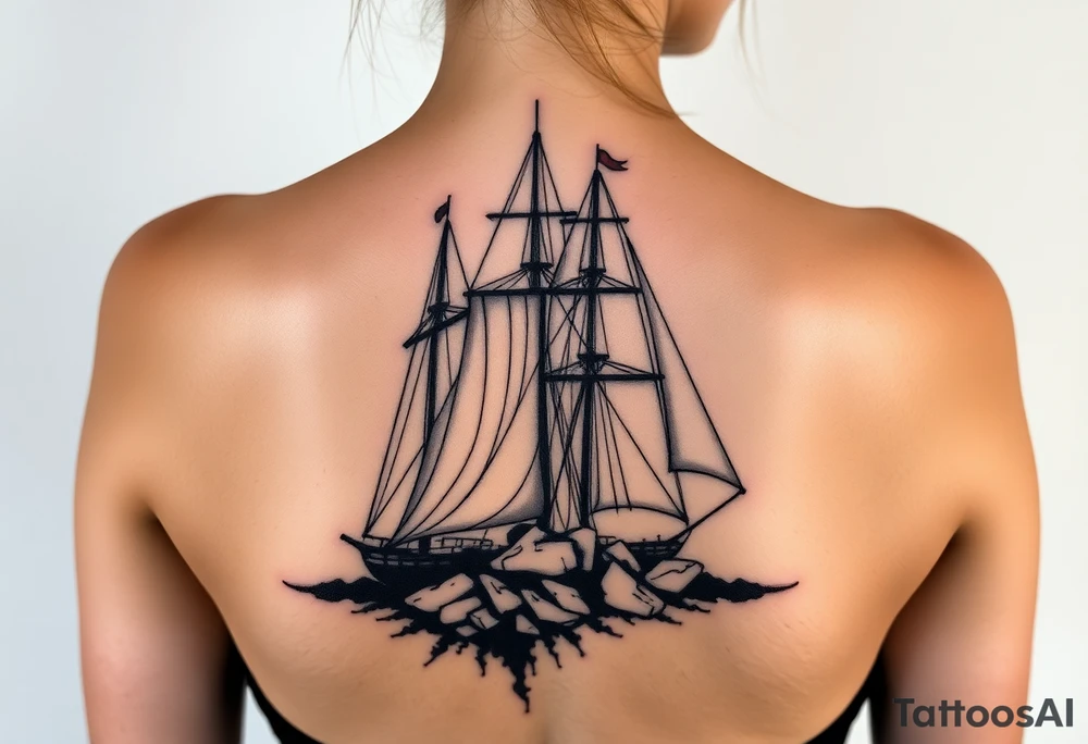 Sails of Scampia ruined and covered in graffiti, large tattoo, lower back area tattoo idea