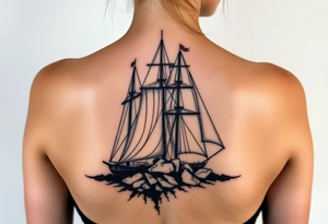 Sails of Scampia ruined and covered in graffiti, large tattoo, lower back area tattoo idea