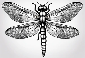 Dragon fly with clovers behind it tattoo idea