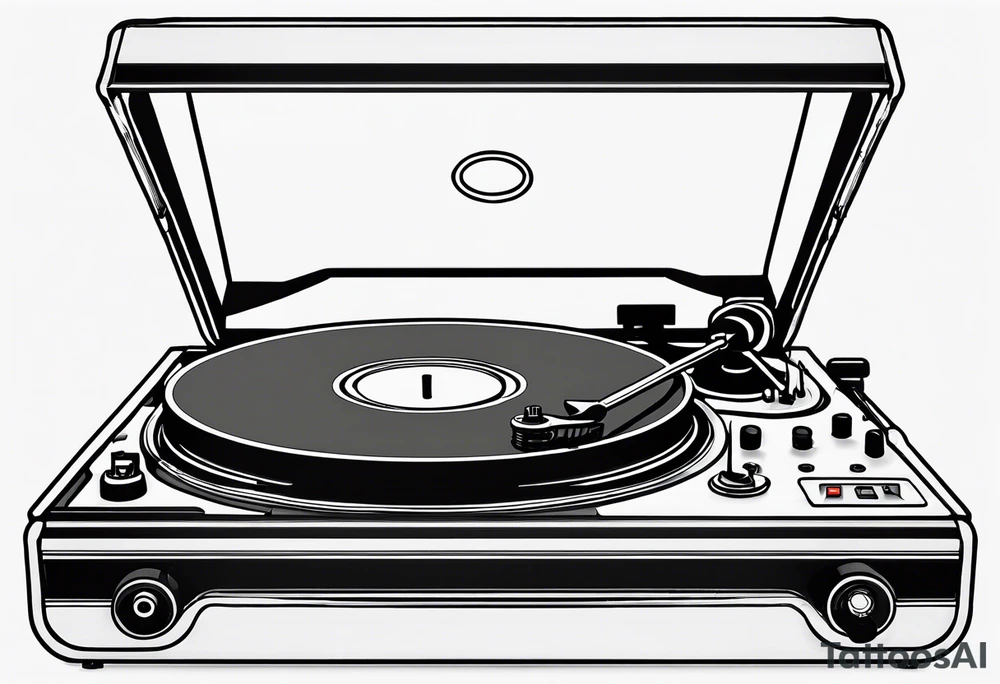 A recordplayer fineline minimalistic in one line 2D tattoo idea