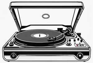 A recordplayer fineline minimalistic in one line 2D tattoo idea