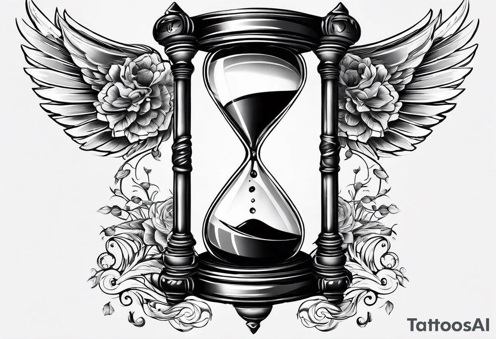 hourglass with wing carpe diem for men tattoo idea