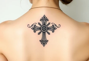 Iron motorcycle cross tattoo idea