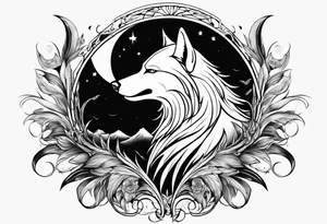 Scythe moon wolf tattoo idea