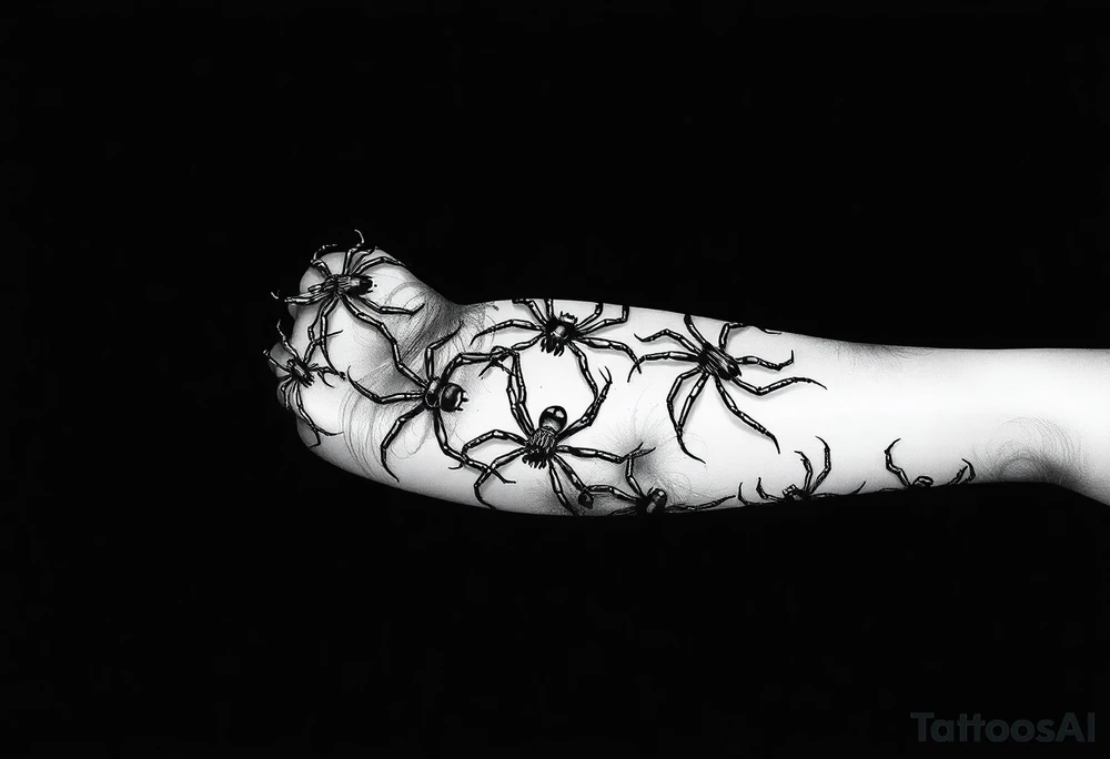 Spiders crawling down arm tattoo idea