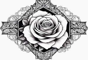 Forearm:Cross-rose-dove-proverbs 3:5 in side cross tattoo idea