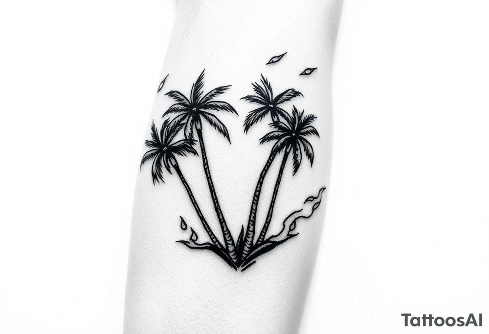 Zoe BOYZ with palm trees and flames tattoo idea