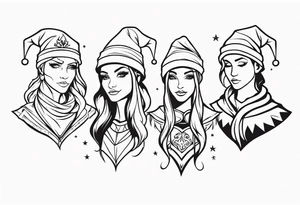 santa elves silhouettes tattoo idea