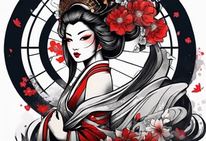trash polka geisha tattoo idea
