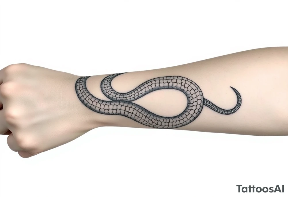 mystical snake wrapped around the whole forearm tattoo idea