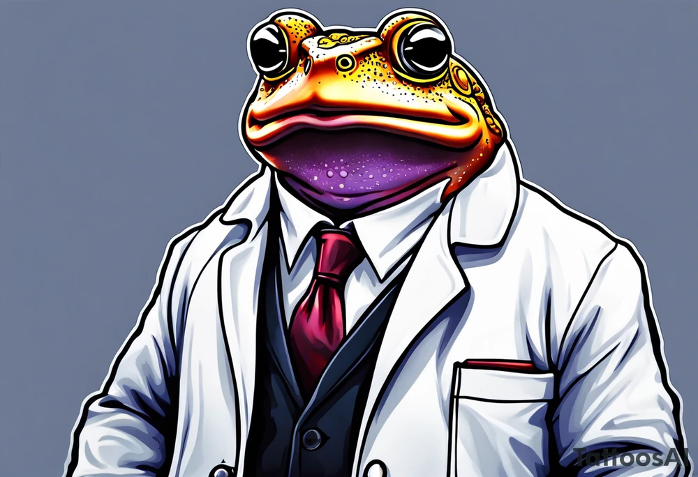 Toad in a lab coat tattoo idea
