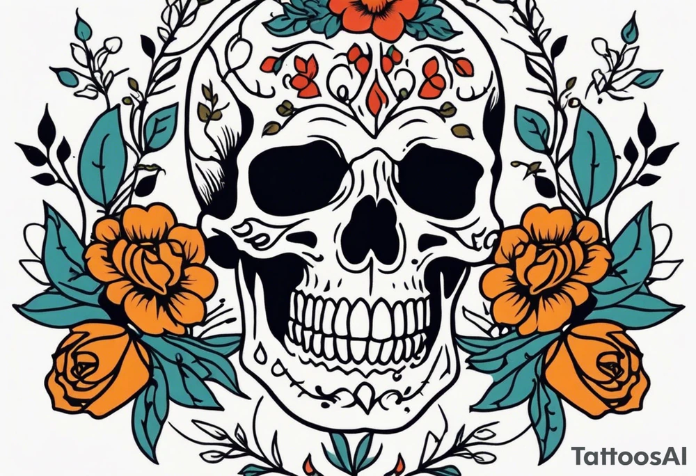 human skeleton

old school vintage simple traditional design surrounded by vintage flowers


bold color simple tattoo idea