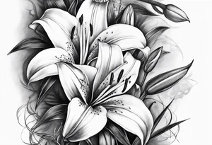 Sleeve. Lilies with thorns tattoo idea