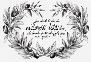 I want this quote near my rib cage with olives and olive branches designed into or around it:
لكَ شيءٌ في هذا العَالَم..فَقُم! tattoo idea