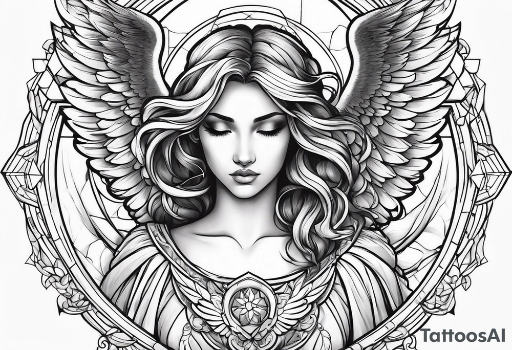 guardian angel with light backround tattoo idea