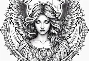 guardian angel with light backround tattoo idea