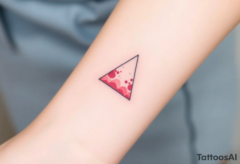 A watercoloured pink triangle, with small lining and upside down tattoo idea