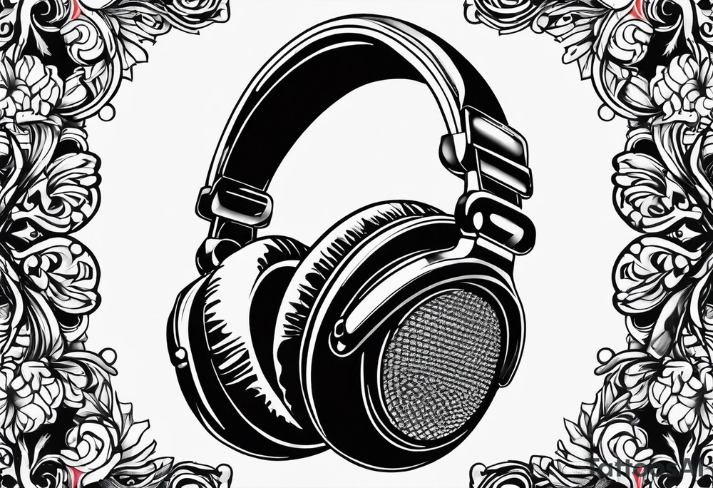 microphone, headphones tattoo idea