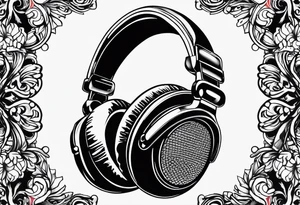 microphone, headphones tattoo idea
