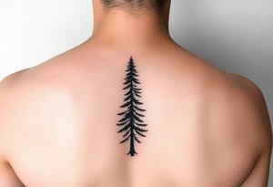 a minimalist tattoo of a douglas fir tree, combined with a band around the left forearm which connects at the bottom of the trunk of the tree. Please don't have it on the back -- make it on the arm tattoo idea