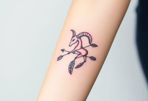 Aries zodiac sign with arrow and feather tattoo idea